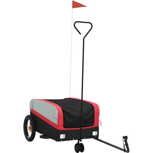 VidaXL Kolesarska prikolica črna in rdeča 30 kg železo, (21227936) Slike