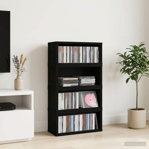  Stalak za CD-ove 4 kom. Crni hrast 40 x 17 x 17 cm Slike