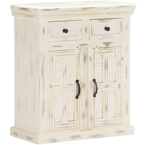 VidaXL Komoda bela 65x30x75 cm trden mangov les Slike