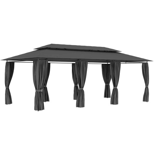 vidaXL paviljon z zavesami 600x298x270 cm antraciten Cene