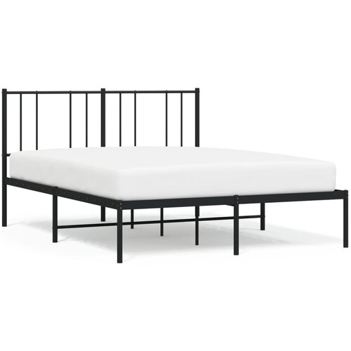 Maison Chic Kovinski Posteljni okvir - Dvoposteljna postelja - Zakonska postelja z vzglavjem črn 120x190 cm, (21692283) Slike