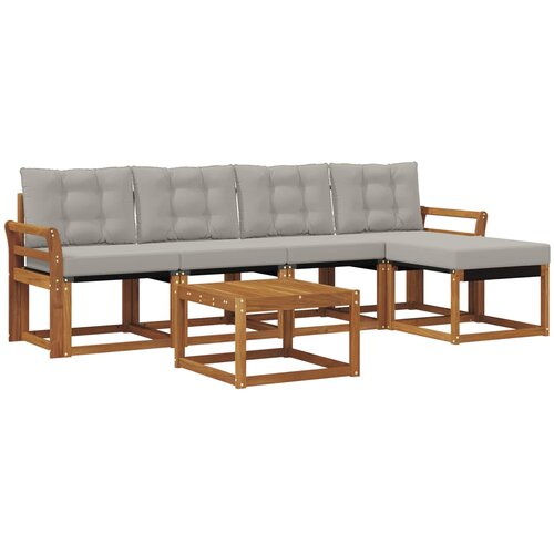  Set vanjskih sofa 6 kom. Prirodna i svjetlosiva Slike