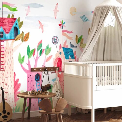  Foto tapeta - Painted tree houses - a colourful fantasy with kites for children 441x315 Samoljepljiva Cijene