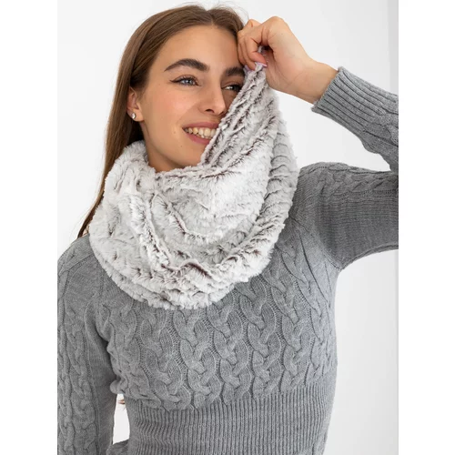 Fashion Hunters White and dark brown neck warmer made of faux fur