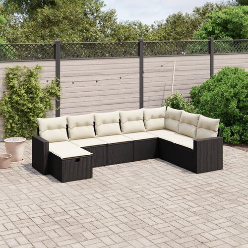vidaXL 8-dijelni set vrtnih sofa od poliratana s jastucima crni Cijene