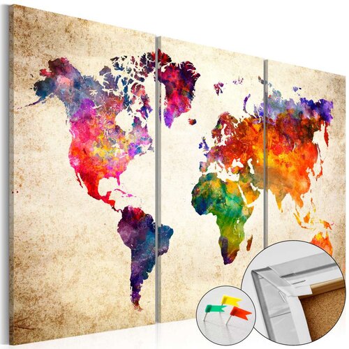  Slika na plutenoj podlozi - Corkboard Map in Watercolor 60x40 Slike