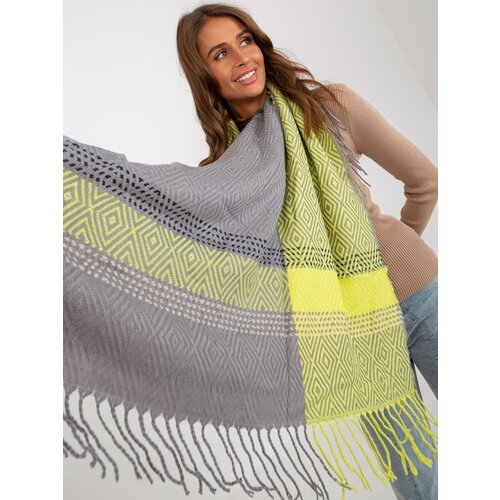 Fashion Hunters Gray and yellow women&amp;#039;s knitted scarf Slike