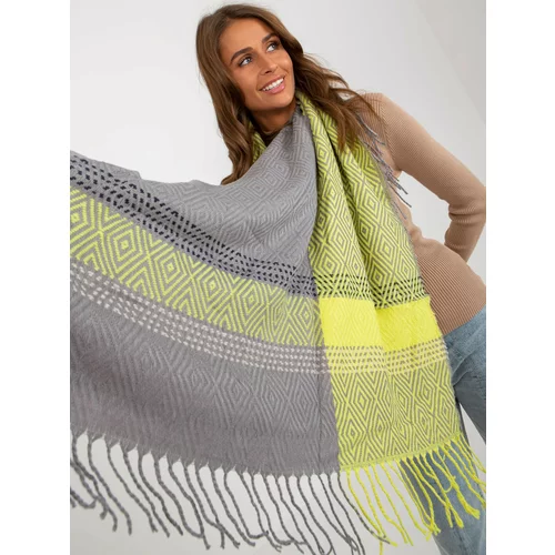 Fashion Hunters Gray and yellow women's knitted scarf