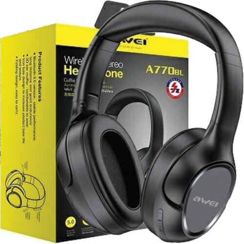 Awei BLUETOOTH A770BL NAU&amp;Scaron;ESNE SLU&amp;Scaron;ALKE ČRNE/ČRNE ZA TELEFONE, (21968711) Slike