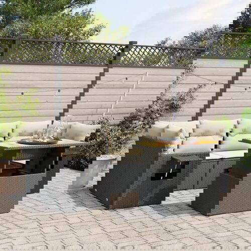 VidaXL 7-dijelni set vrtnih sofa od poliratana s jastucima crni Slike