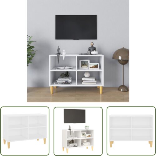 The Living Store TV omarica s trdnimi lesenimi nogami bela 69,5x30x50 cm - TV Omarica, (21738343) Cene