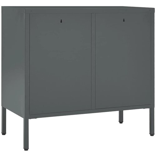  Komoda antracit 75 x 35 x 70 cm od čelika i kaljenog stakla Slike