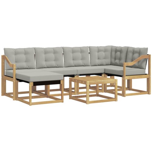 vidaXL Zunanja garnitura za sedenje 7 pcs Bela in svetlo siva, (5000281726) Cene