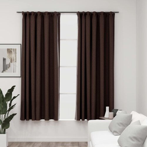 VidaXL Zatemnitvene zavese z obe&amp;scaron;ali 2 kosa taupe 140x175 cm, (20767730) Slike