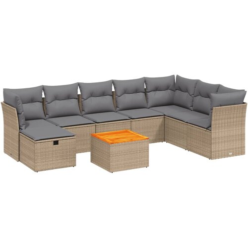 Maison Chic Seti vrtnega pohištva - Vrtna garnitura - Vrtni pohištvo set 9-delna z blazinami bež poli ratan, (21803841) Cene