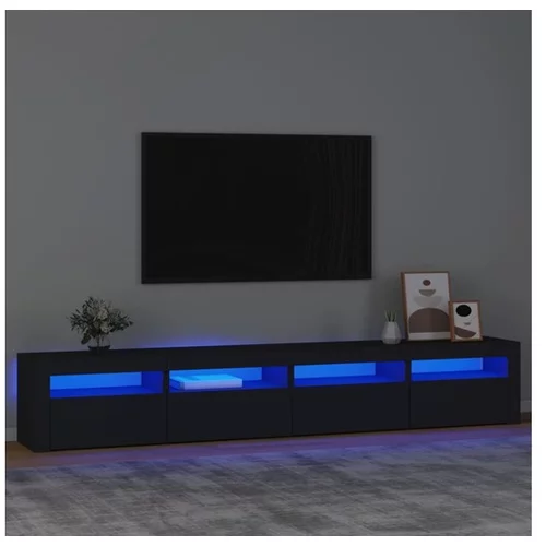  TV omarica z LED lučkami črn 240x35x40 cm