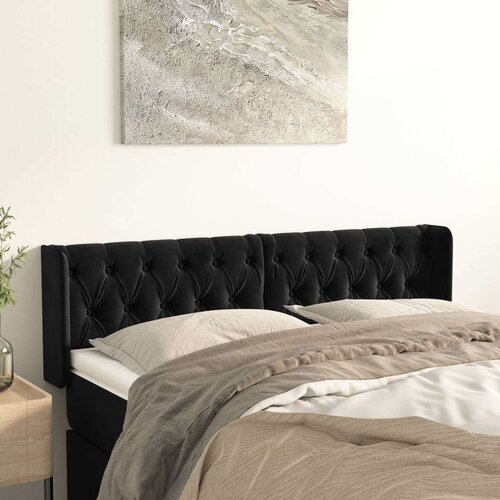  Uzglavlje s u&amp;scaron;ima crni 147x16x78/88 cm bar&amp;scaron;unasti Slike