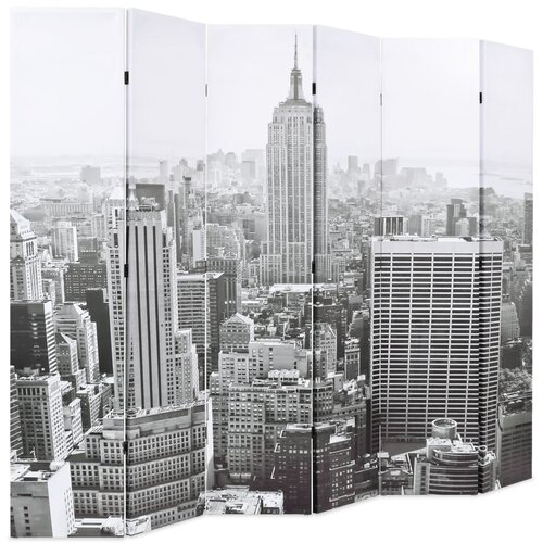 Maison Chic Zložljiv Paravan - Sobne pregrade 228x170 cm New York podnevi črn in bel, (22111965) Cene