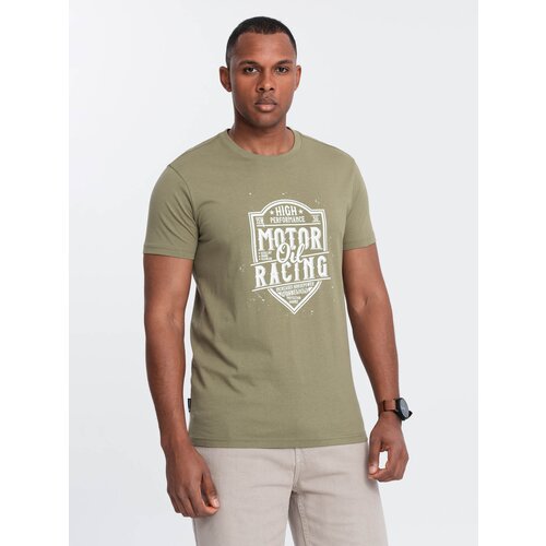 Ombre Men&amp;#039;s motorcycle style printed t-shirt - olive Slike