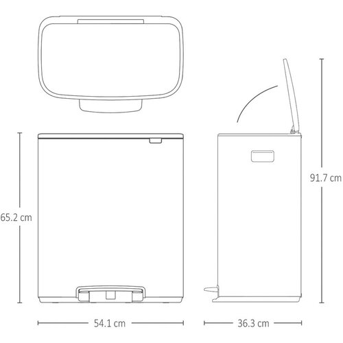 Brabantia Željezna kanta za smeće za odvojeni otpad/s pedalom u mat srebrnoj boji 60 l Bo – Cijene