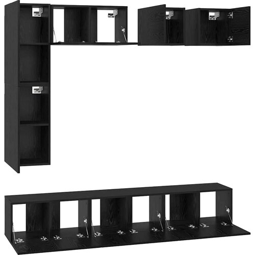  Set TV komoda 8 kom. Crni hrast Konstruirano drvo Crna 190,5 x 28,5 x 151 cm Slike