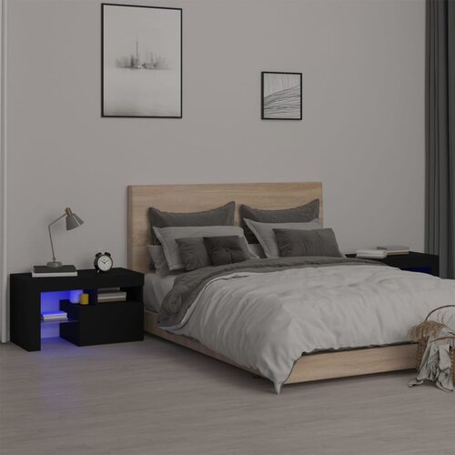 vidaXL Noćni ormarići 2 kom s LED svjetlima crni 70 x 36,5 x 40 cm Cijene