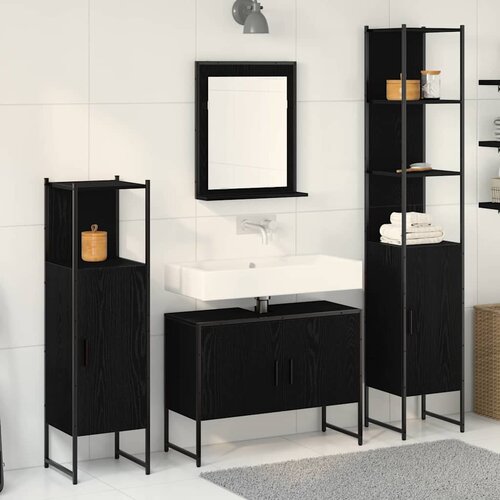  Set namje&scaron;taja za kupaonicu 4 pcs Crna Konstruirano drvo Cijene