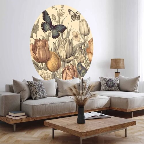  Okrugla fototapeta - Colourful tulips on a cream background 230x230 Cene