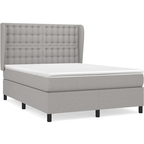  Krevet s oprugama i madracem svjetlosivi 140x190 cm od tkanine Slike