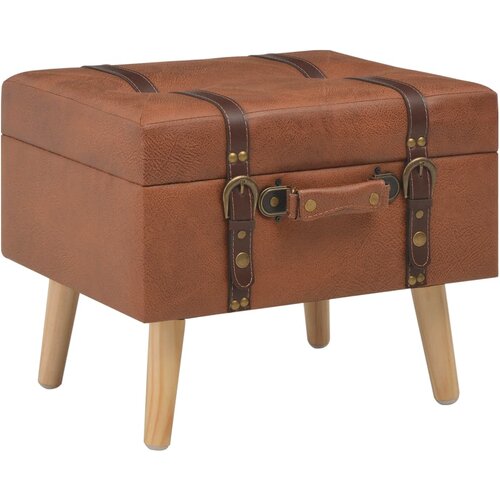The Living Store Stolček s prostorom za shranjevanje 40 cm rumenorjavo usnje - Stol, (21482114) Cene