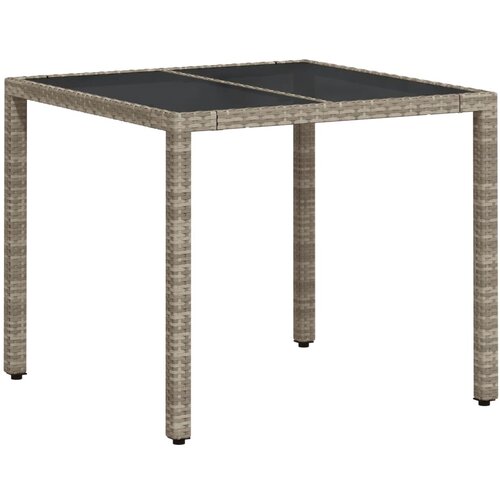 VidaXL Vrtni stol sa staklenom pločom sivi 90x90x75 cm od poliratana Slike