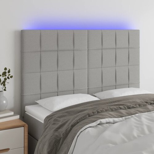 The Living Store led posteljno vzglavje svetlo sivo 144x5x118/128 cm blago - led vzglavje, (21438130) Slike