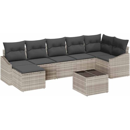  Set sofe 8 kom. Svjetlosiva poliratan 288,5 x 123,5 x 85 cm Slike