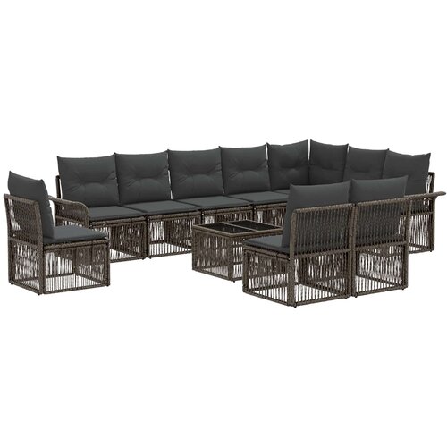 vidaXL Vrtna sedežna garnitura 11 pcs Siva poli ratan, (5000272391) Cene