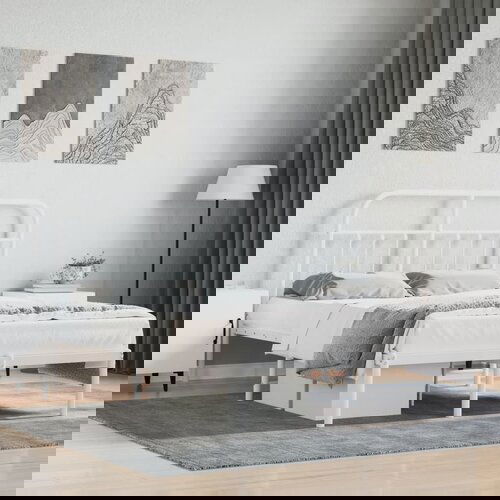 VidaXL Metalni okvir za krevet s uzglavljem bijeli 120x200 cm Slike