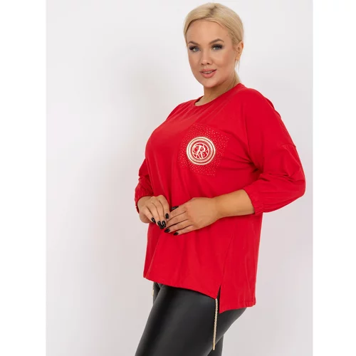 Fashion Hunters Plus size red blouse with a small Clementina print