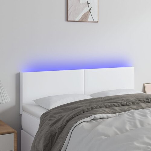 The Living Store led posteljno vzglavje belo 144x5x78/88 cm umetno usnje - led vzglavje, (21438279) Slike