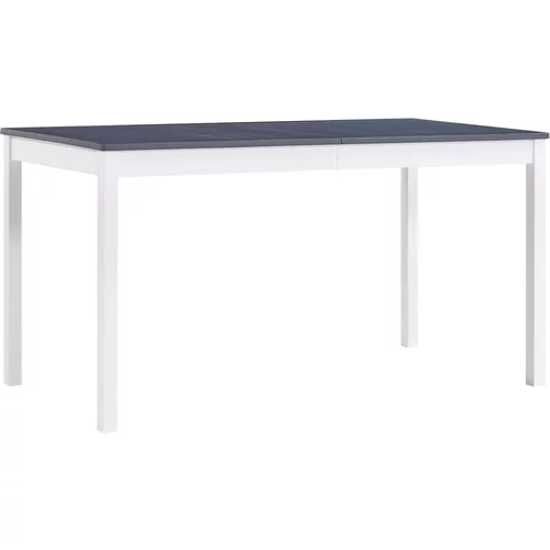 vidaXL Jedilna miza bela in siva 140x70x73 cm borovina