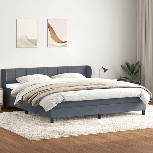 vidaXL Box Spring postelja z vzmetnicami Temno siva 180x210 cm žamet Cene