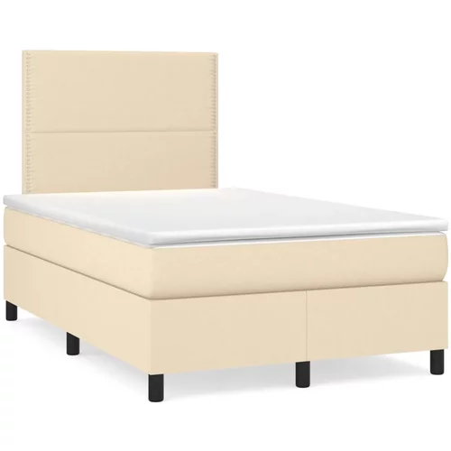  Krevet s oprugama i madracem LED krem 120 x 190 cm od tkanine