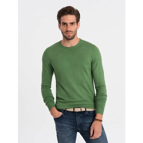 Ombre Classic men's sweater with round neckline - green Slike