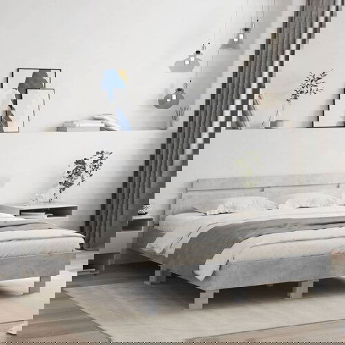Furnova Posteljni okvir z vzglavjem in LED betonsko siv 150x200 cm, (21939759) Slike