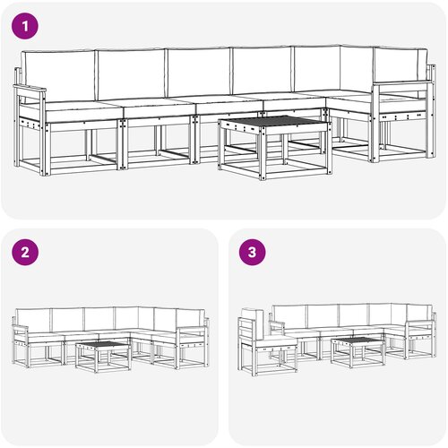  Set vanjskih sofa s jastukom 7 pcs Bijela i krem Poliester Slike