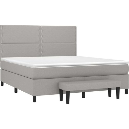  Krevet s oprugama i madracem svjetlosivi 180x200 cm od tkanine Slike