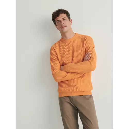 Reserved - Rebrasti džemper - boja mandarine