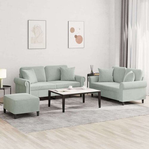  3-dijelni set sofa s jastucima svjetlosivi baršunasti Cijene