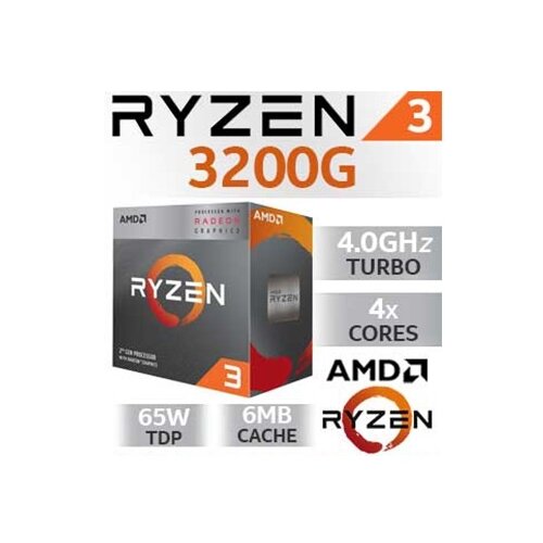 AMD RYZEN 3 3200G AM4 BOX 4 CPU cores,4 threads, 3.6GHz,4MB L3,65W,Radeon Vega 8 Slike