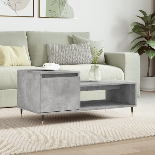 vidaXL Klubska mizica betonsko siva 100x50x45 cm konstruiran les Cene