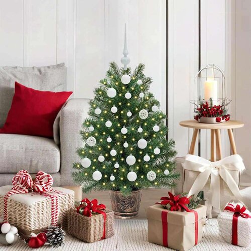 vidaXL Umestno božično drevo med 150 LED Zelena 90 cm PE in PVC Cene