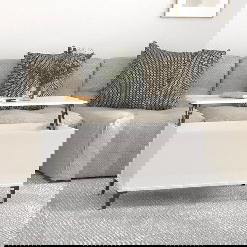 VidaXL Klubska mizica visok sijaj bela 90x44,5x45 cm inženirski les Slike